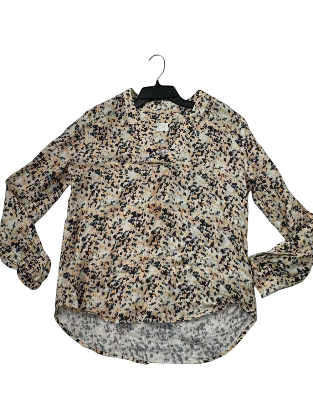 120% Lino linen long sleeve printed blouse 42 / 6
